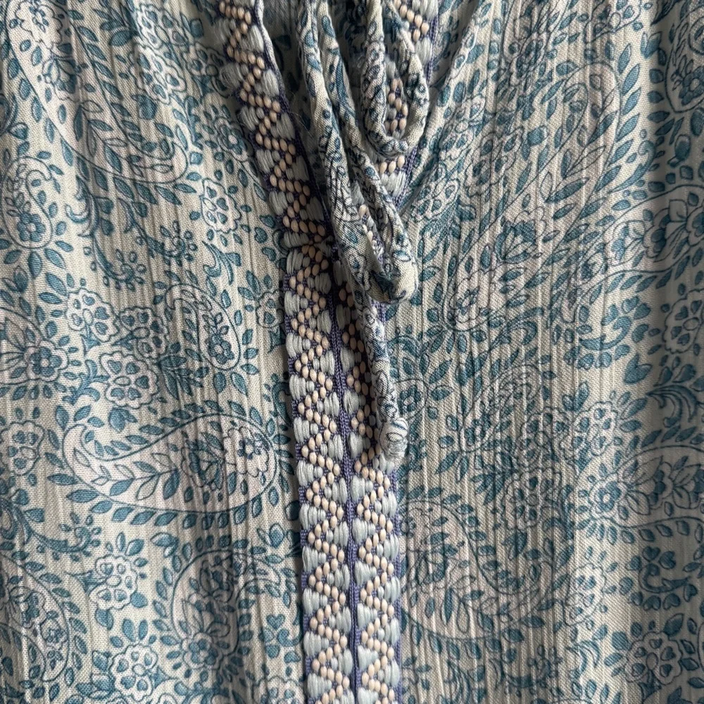 Patrons of Peace Blue Paisley Sleeveless Top – Size Large, Boho Peplum, Slight C - Picture 5 of 9